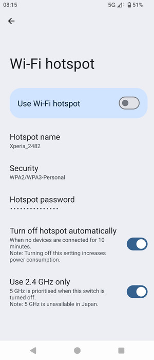 Select Hotspot password