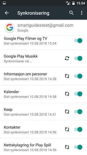 Din informasjon blir synkronisert