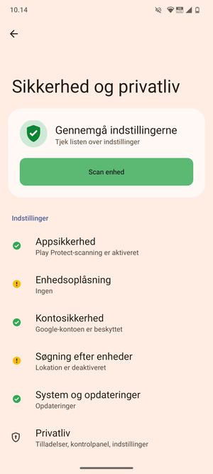 Vælg Enhedsoplåsning