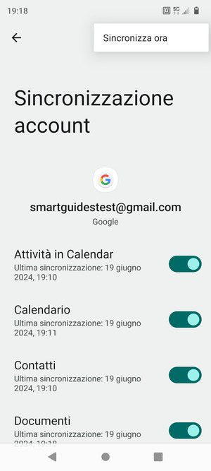 Seleziona Sincronizza ora