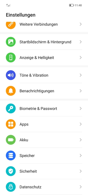 Um Ihre Bildschirmsperre zu aktivieren, gehen Sie zum Einstellungen Menü und wählen Sie  Biometrie & Passwort