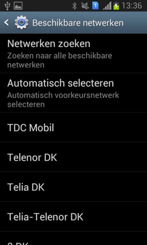 Selecteer een netwerkoperator uit de lijst