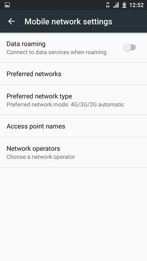 Select Preferred network type