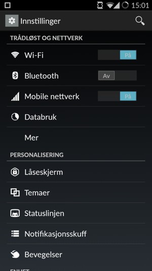 Velg Mobile nettverk