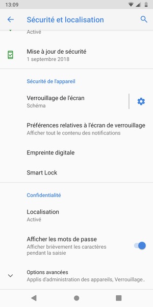 Faites défiler et sélectionnez Options avancées