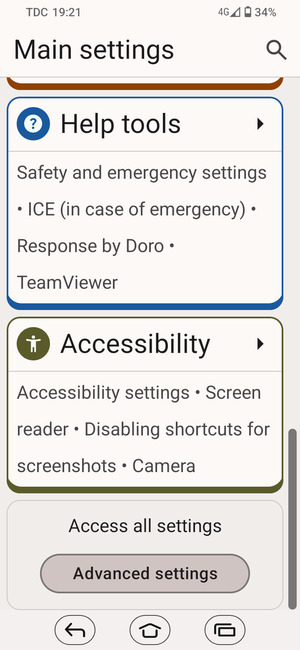 Scroll to and select Advanced settings