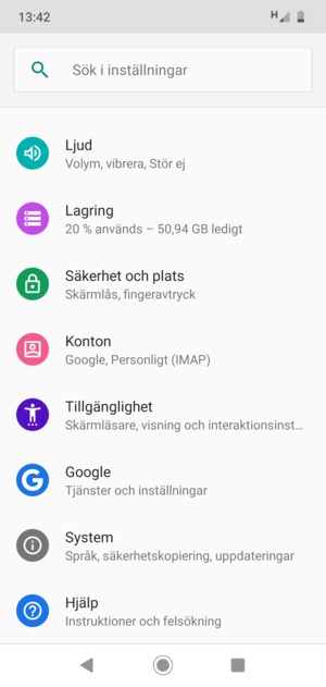 Scrolla till och välj System