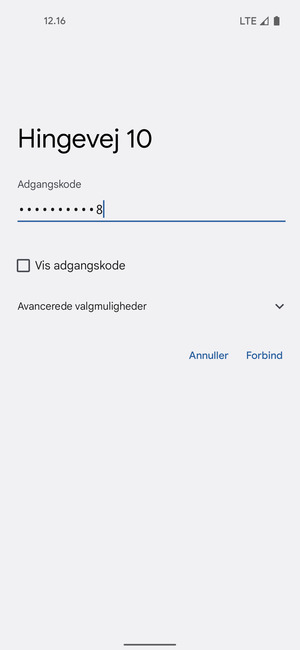 Indtast Wi-Fi adgangskoden og vælg Forbind