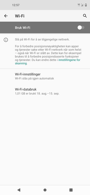 Slå på Bruk Wi-Fi