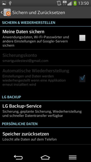 Aktivieren Sie das Kontrollkästchen Meine Daten sichern