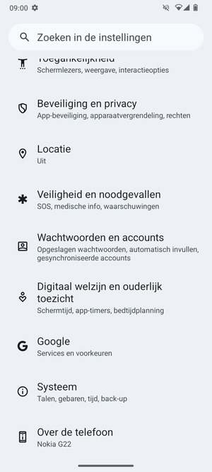 Scroll naar en selecteer Beveiliging en privacy