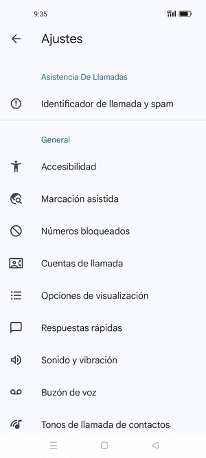 Desplácese y seleccione Buzón de voz