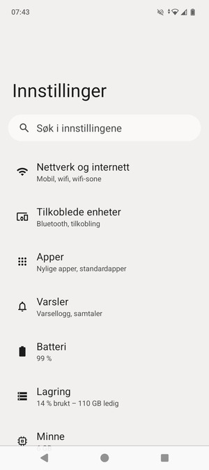 Velg Nettverk og internett