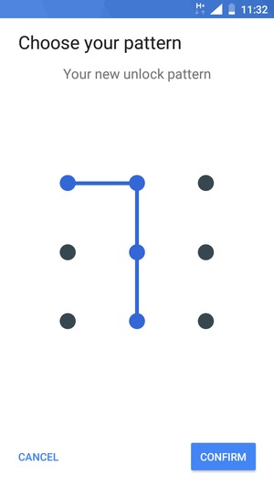 Draw the unlock pattern again and select CONFIRM