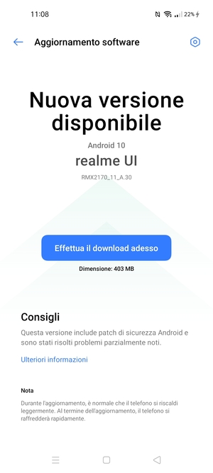 Se il tuo telefono non è aggiornato, segui le istruzioni sullo schermo.