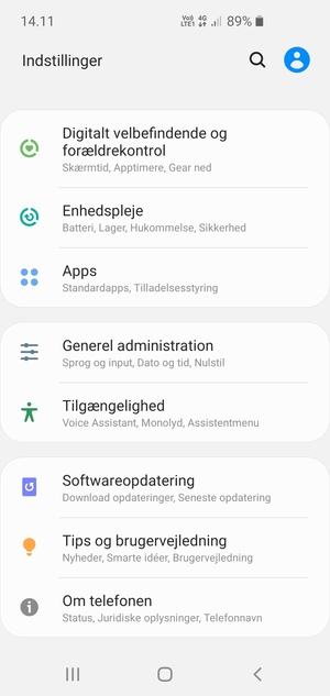 Scroll til og vælg Softwareopdatering