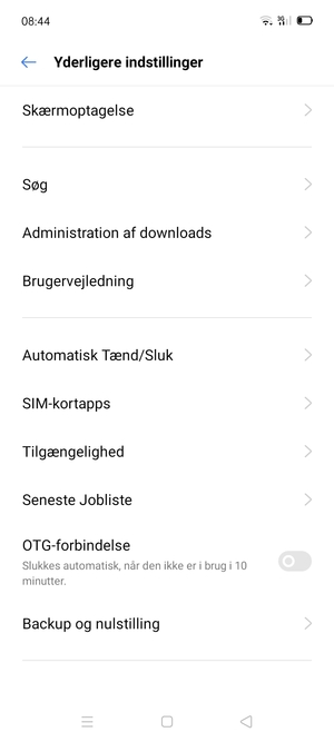 Scroll til og vælg Backup og nulstilling