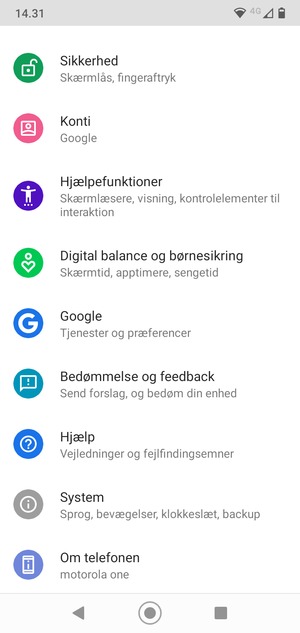 Scroll til og vælg Sikkerhed
