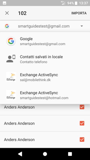Seleziona il tuo account Google
