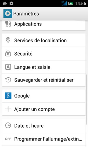 Sélectionnez Google