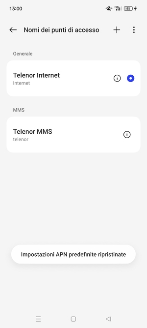 Seleziona Nuovo APN