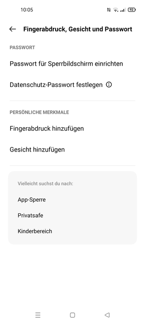 Wählen Sie Passwort für Sperrbildschirm einrichten