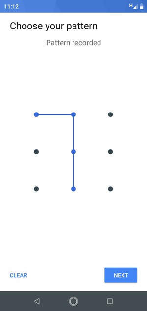 Draw an unlock pattern and select NEXT