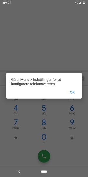 Hvis din telefonsvarer ikke er sat op, vælg OK