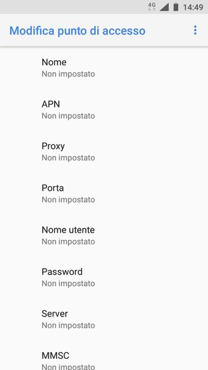 Inserisci le informazioni di Internet