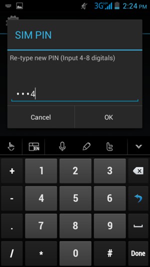 Confirm your New SIM PIN and select OK