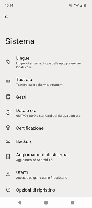 Seleziona Aggiornamenti di sistema
