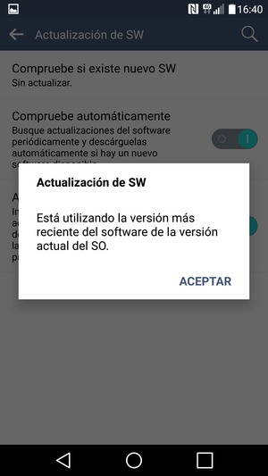 Si su teléfono está actualizado, seleccione ACEPTAR