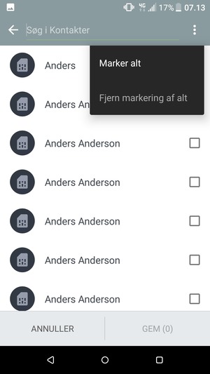 Vælg Marker alt