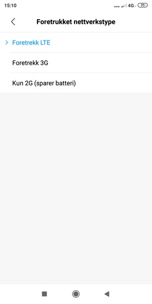 Velg ønsket alternativ