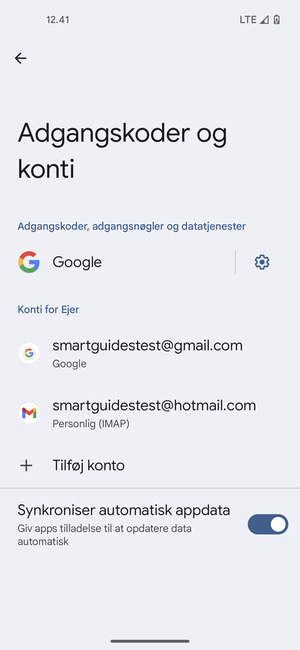 Vælg din Google konto