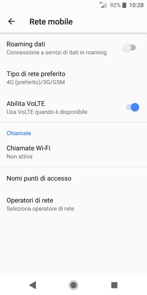 Per modificare la rete, in presenza di problemi, seleziona Operatori di rete