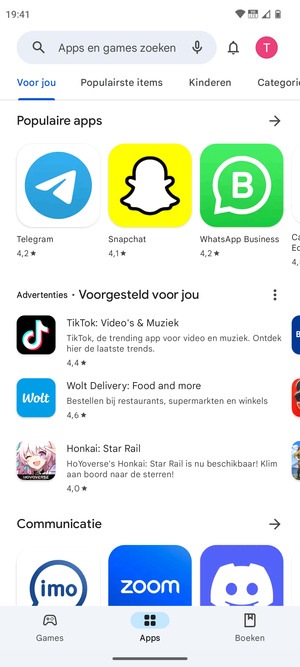 Selecteer de zoekbalk