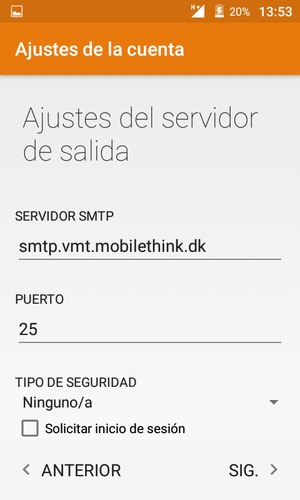 Desmarque la casilla de verificación Solicitar inicio de sesión y seleccione SIG.