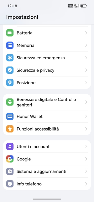 Scorri e seleziona Sistema e aggiornamenti