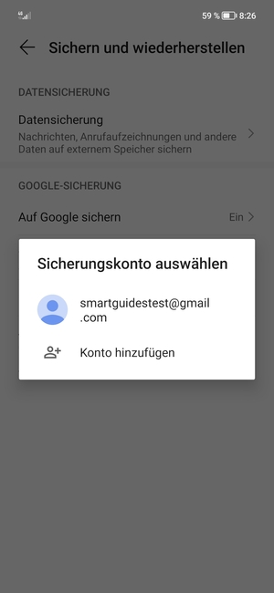 Wählen Sie Ihr Konto für Backup