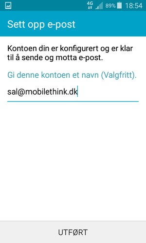 Gi kontoen din et navn og velg UTFØRT