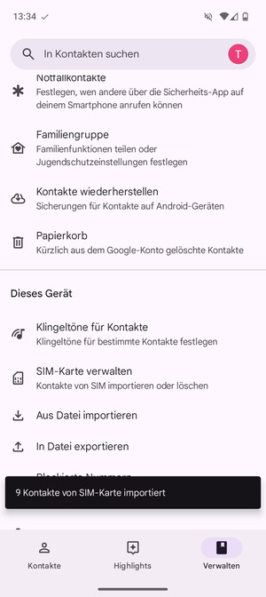 Ihre Kontakte werden in Ihrem Google Konto gespeichert und auf Ihrem Handy gespeichert, wenn Google das nächste Mal synchronisiert wird.