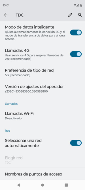 Desplácese y seleccione Nombres de puntos de acceso