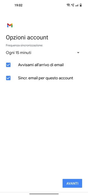 Seleziona AVANTI