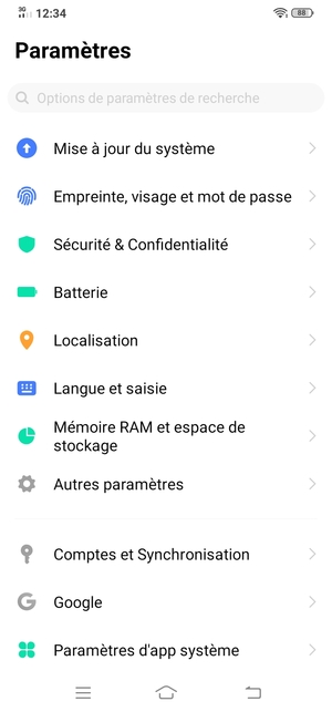 Faites défiler et sélectionnez Mise à jour du système