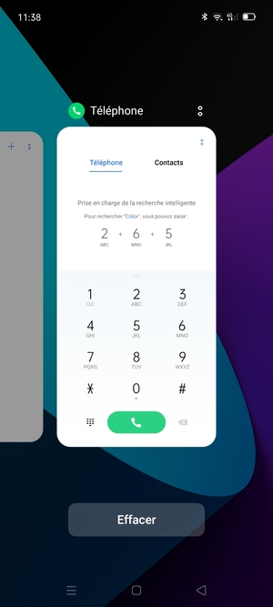 Sélectionnez Effacer pour fermer toutes les applications en cours d'exécution