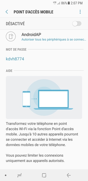 Sélectionnez le bouton du Menu