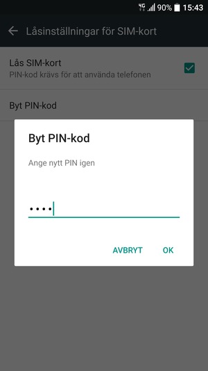 Bekräfta din nya PIN-kod för SIM-kort och välj OK