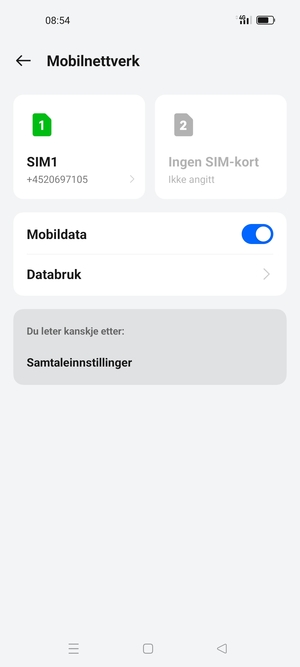 Velg SIM1 eller SIM2
