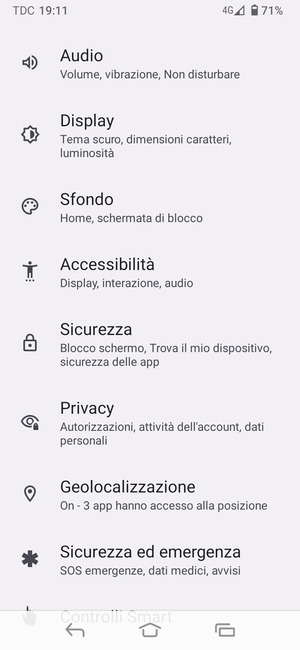 Scorri e seleziona Sicurezza
